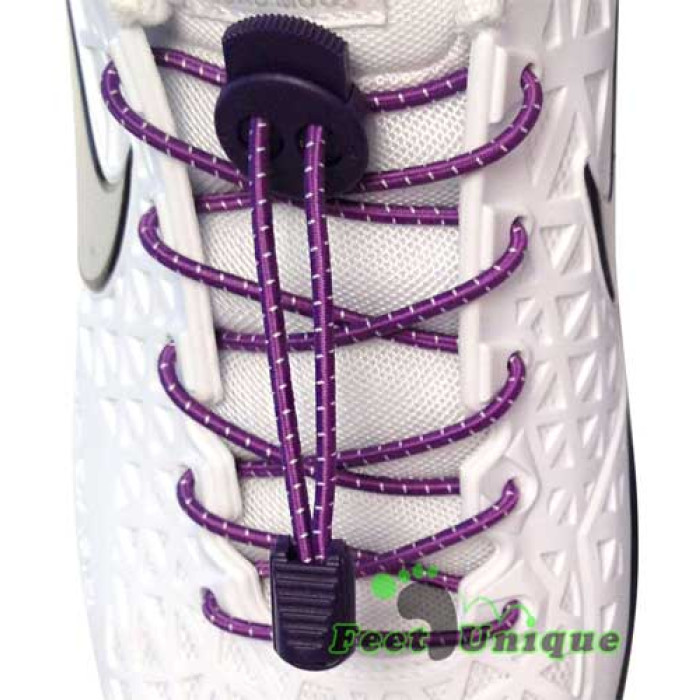 Gestreepte paarse schoenveters met sluitsysteem