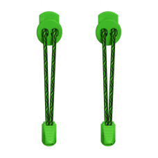 Elastische zwart & fluo groene schoenveters met sluitsysteem