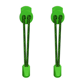 Elastische zwart & fluo groene schoenveters met sluitsysteem
