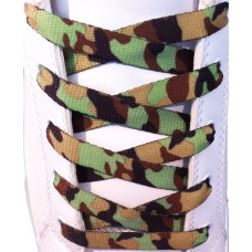 Schoenveters - 10mm Groen, bruin en zwart camouflage patrooon
