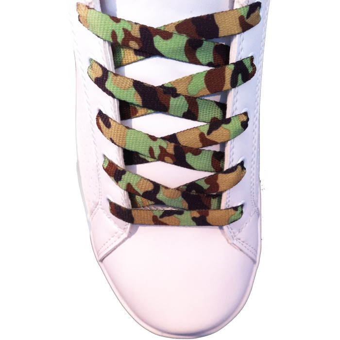 Schoenveters - 10mm Groen, bruin en zwart camouflage patrooon