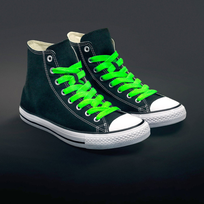 Extra brede fluo groene schoenveters