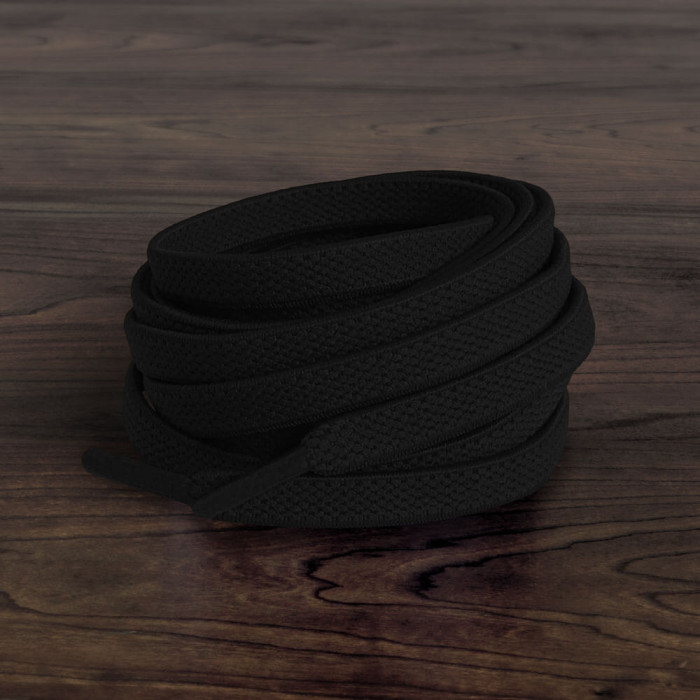 Elastische platte zwarte schoenveters (zonder strik)